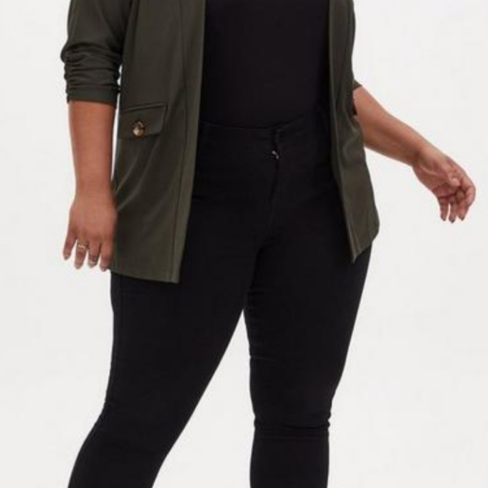 Torrid Olive Green Collarless Jacket - image 2